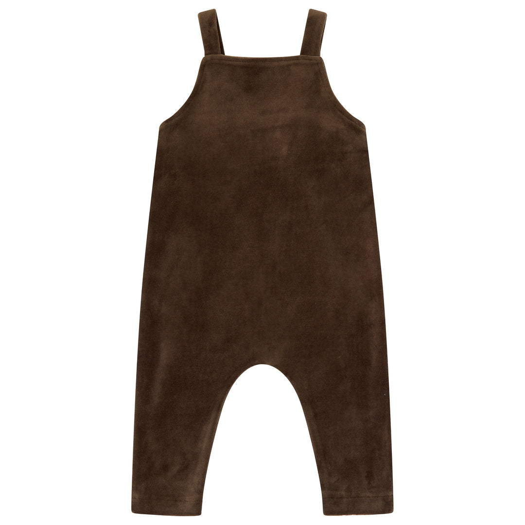 31093 Velour Pinafore Overalls - Deep Taupe