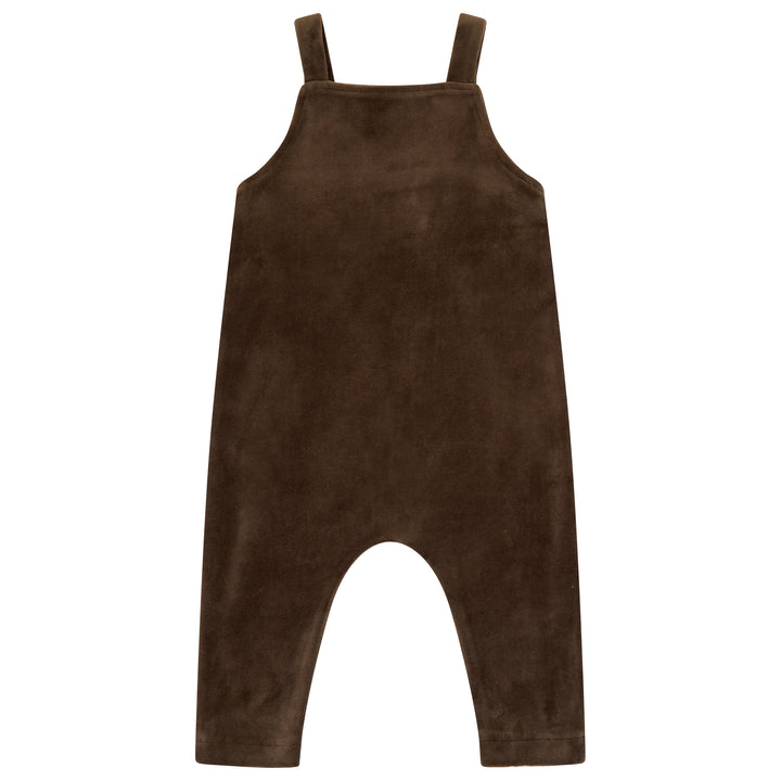 31093 Velour Pinafore Overalls - Deep Taupe