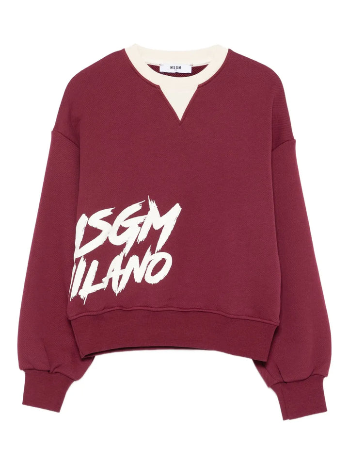 OVER DIAGONAL FLEECE  SWEATSHIRT GIRL-MERLOT