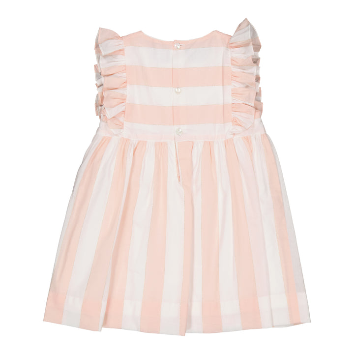 32011-LEA SMOCKED DRESS-Large Pink/Nude Stripes