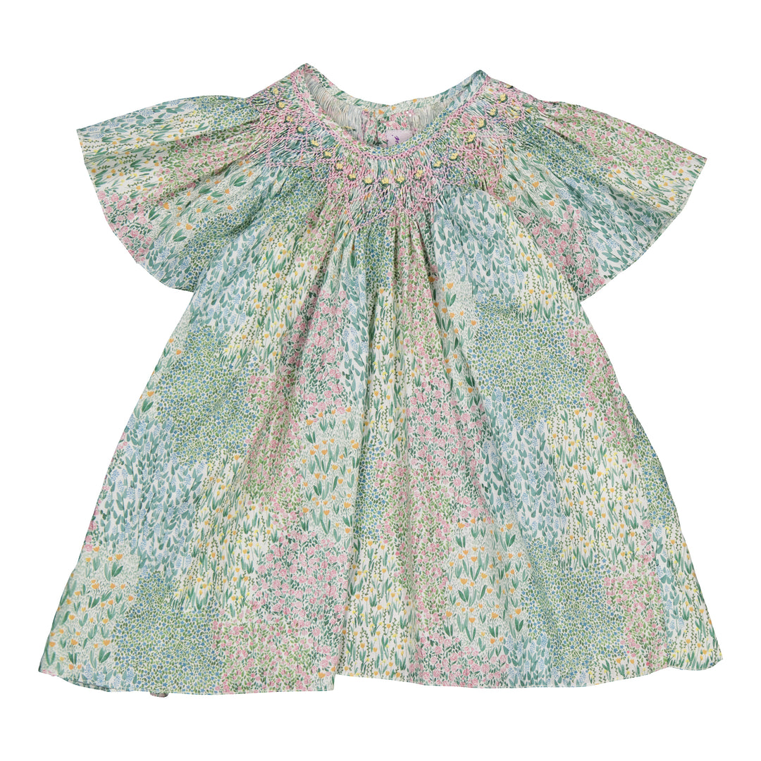 32113A-BERGEINE DRESS-Flowery Meadow Print