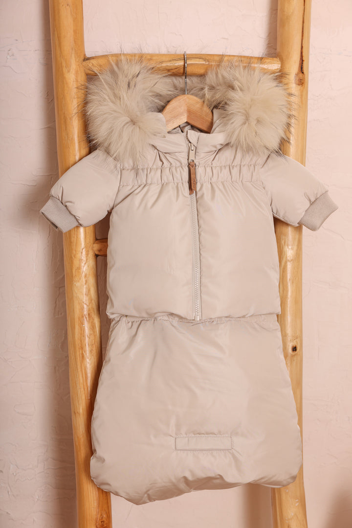 33580-Gathered high waist Jacket-Beige
