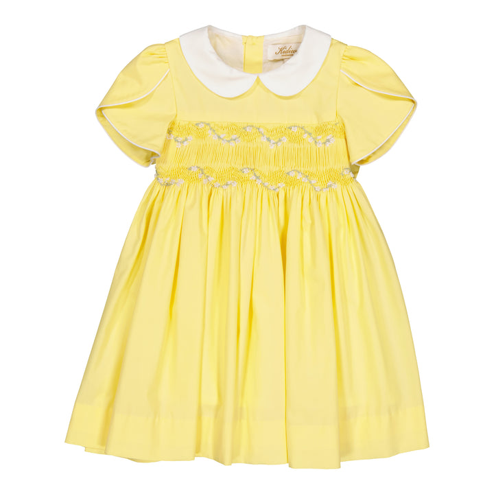 34151-CLEMENCE SMOCKED DRESS-Yellow Polpin