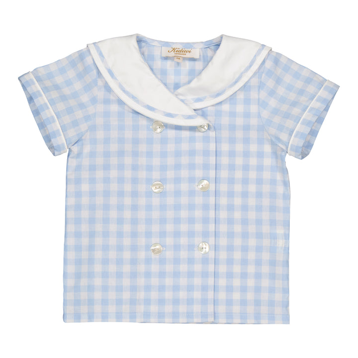 34273-AMBROISE BOYS SHIRT-Light Blue Gingham