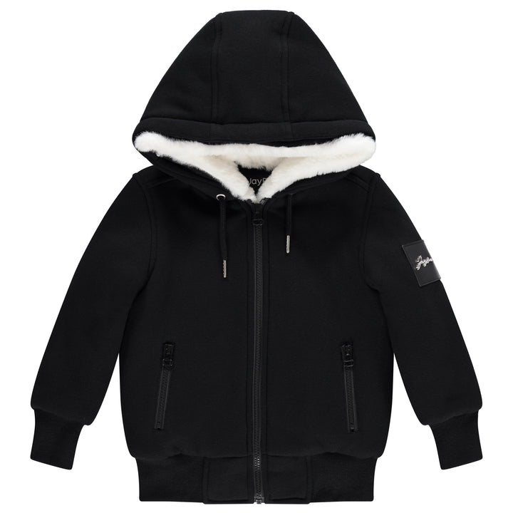 10099 Fur Lined Hoodie - Black/Winter White