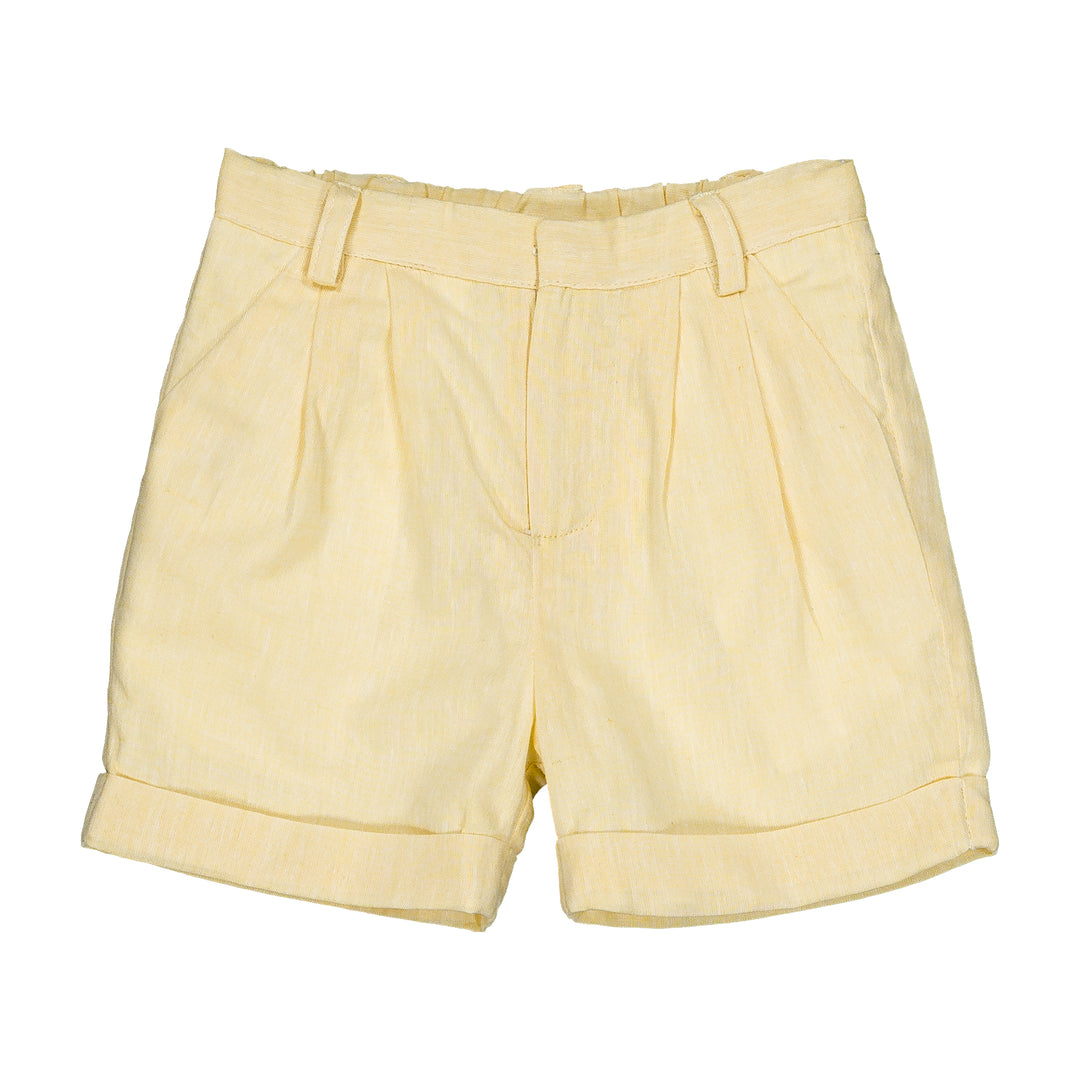 36173-TU290 SHORTS,DUNGAREES,TROUSERS - YELLOW COTTON-LINEN