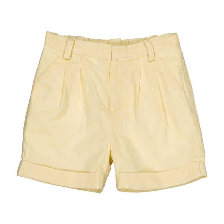 36173-TU290 SHORTS,DUNGAREES,TROUSERS - YELLOW COTTON-LINEN