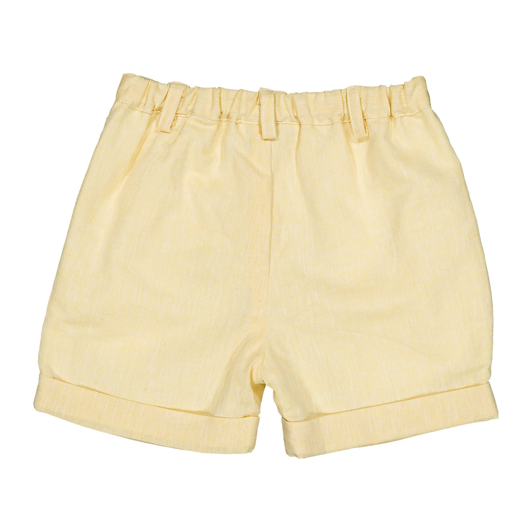 36173-TU290 SHORTS,DUNGAREES,TROUSERS - YELLOW COTTON-LINEN