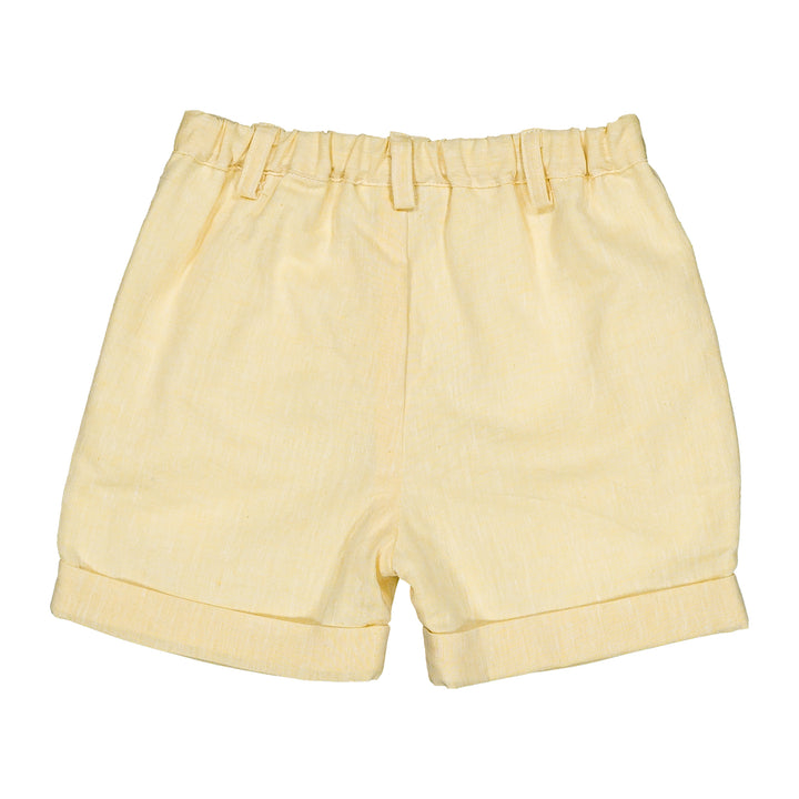 36173-TU290 SHORTS,DUNGAREES,TROUSERS - YELLOW COTTON-LINEN