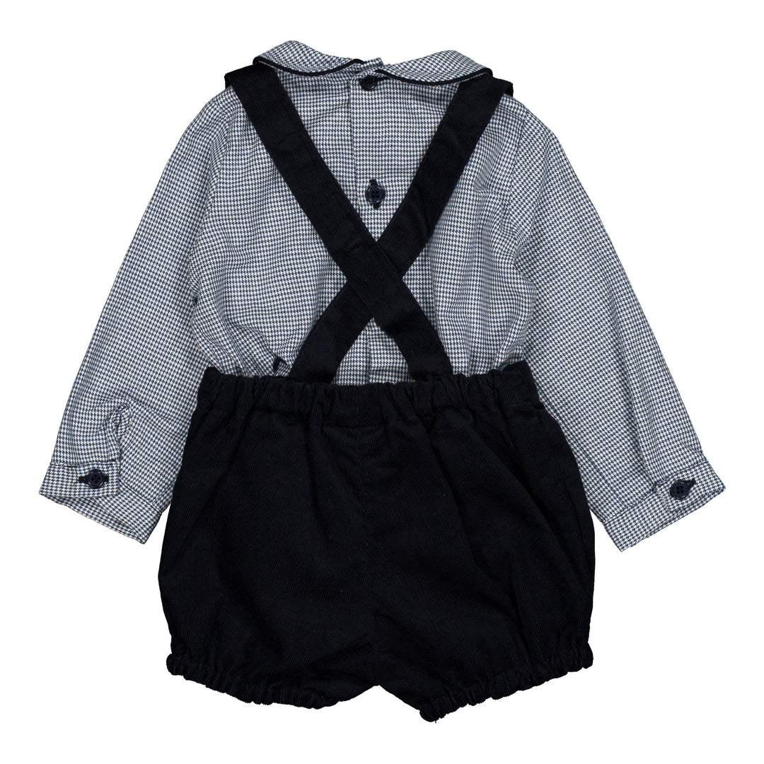 37262 AYMERIC & JACQUES BABY BOY SET - BLUE-GREY TARTAN & NAVY CORDUROY