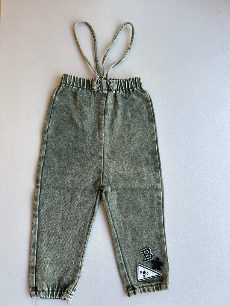 TW26006BO Crochet Denim Overalls - Boys - Green Wash – whoopikids