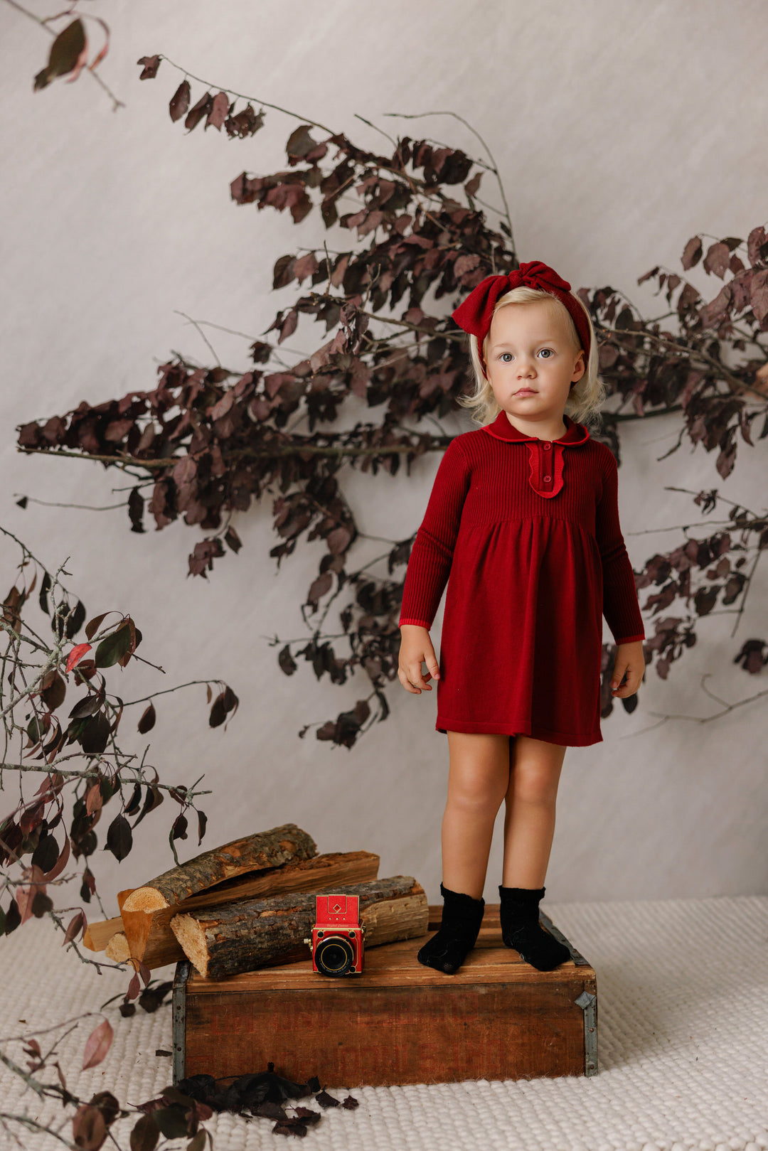 P8312 TONAL RED KNIT DRESS-RED