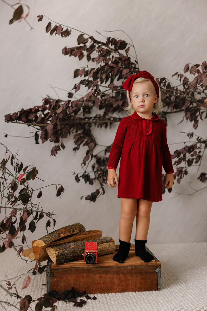 P8312 TONAL RED KNIT DRESS-RED