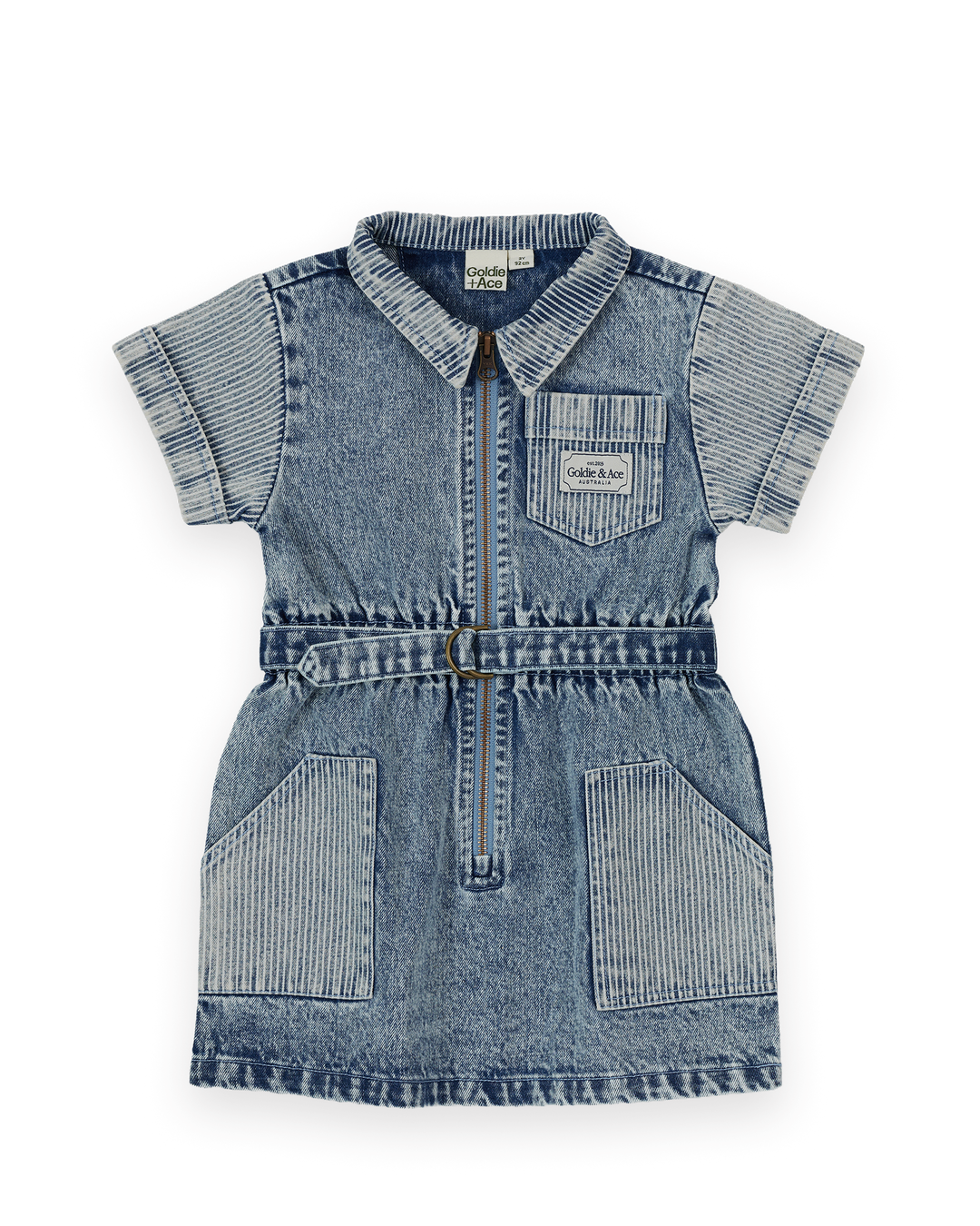 PIPER PINSTRIPE DENIM BELTED DRESS