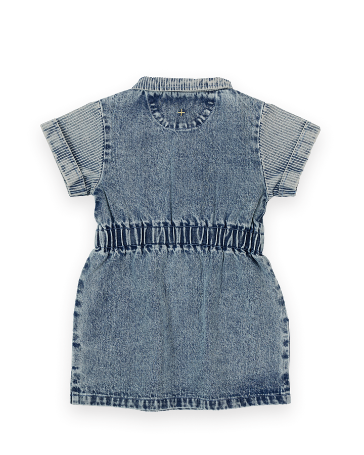 PIPER PINSTRIPE DENIM BELTED DRESS