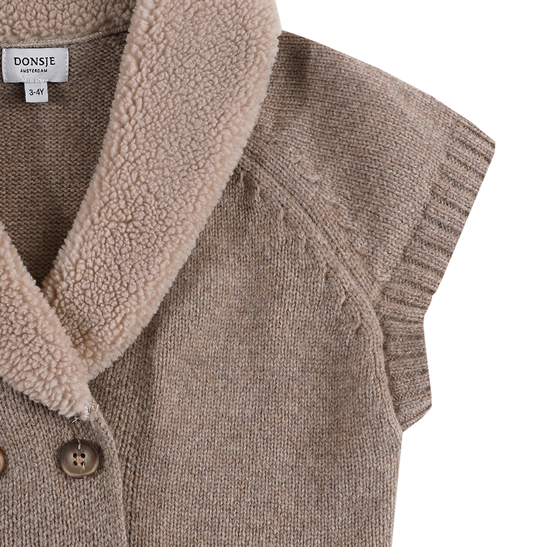 NANNIE MERINO WOOL WAISTCOAT-Milk Chocklate.Melange