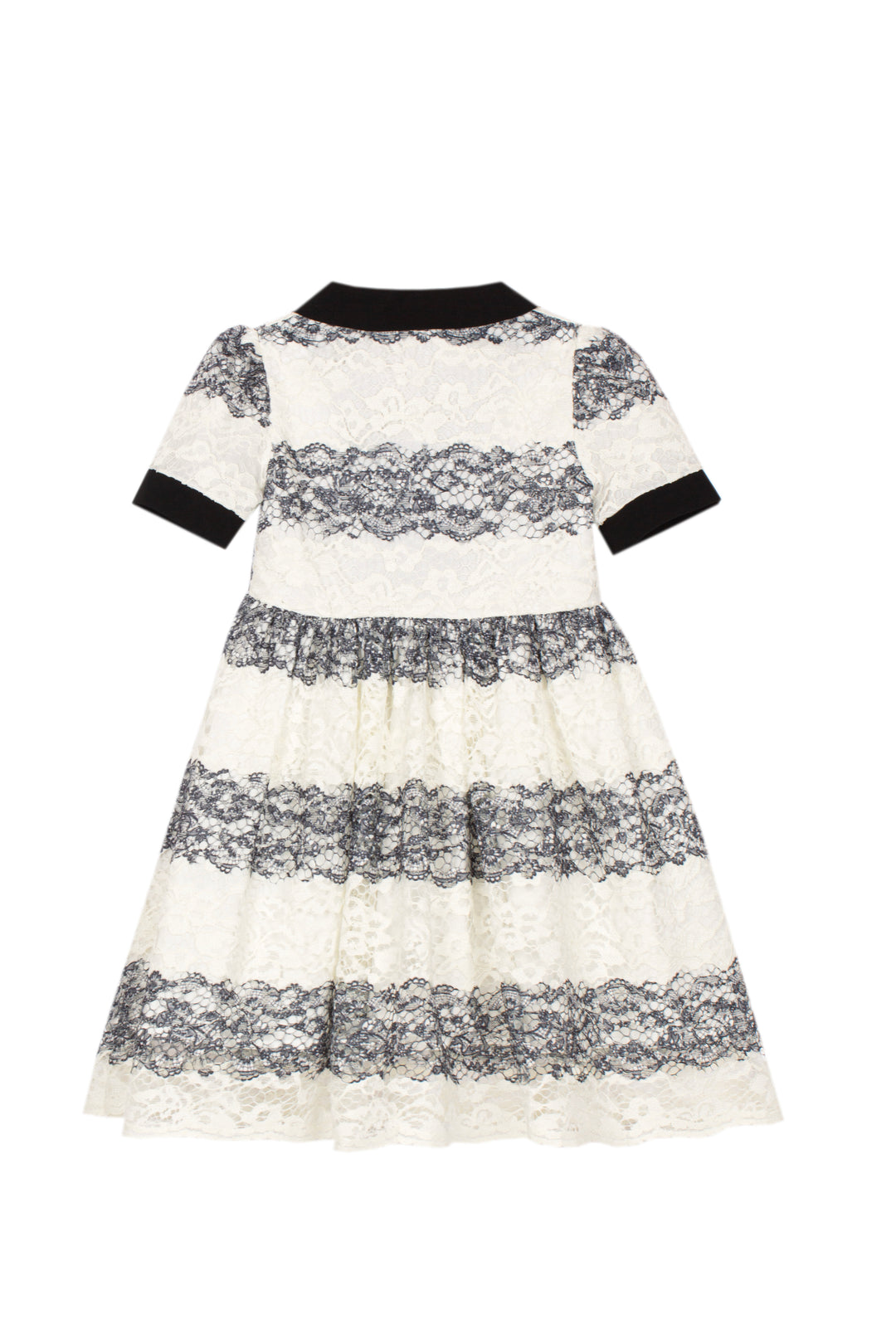 VET4333525 VESTIDO - KIDS GIRL PARTY BLACK & IVORY  - ECRU/BLACK