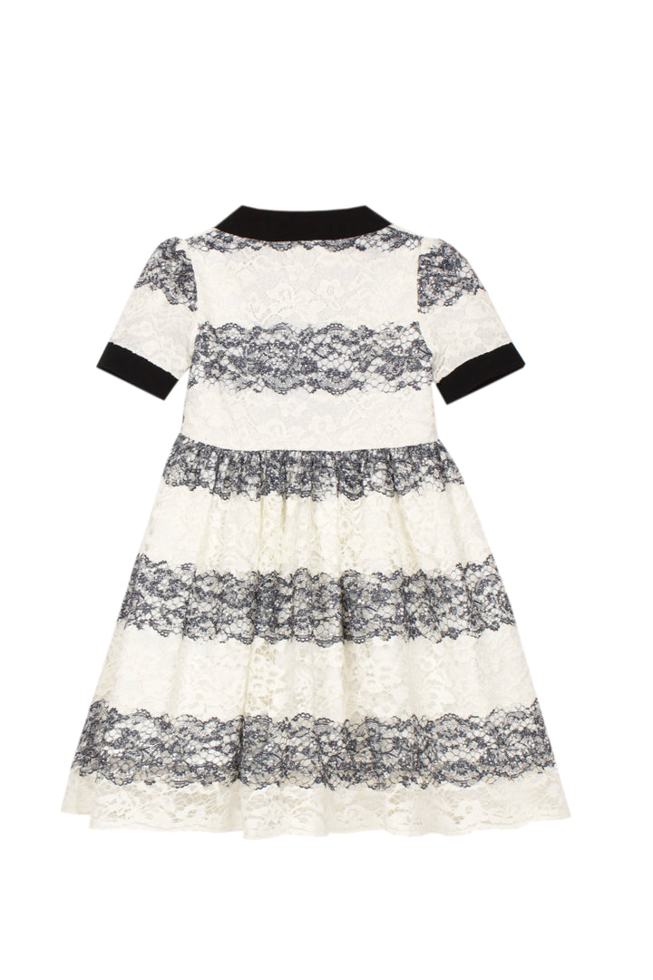 VET4333525 VESTIDO - KIDS GIRL PARTY BLACK & IVORY  - ECRU/BLACK