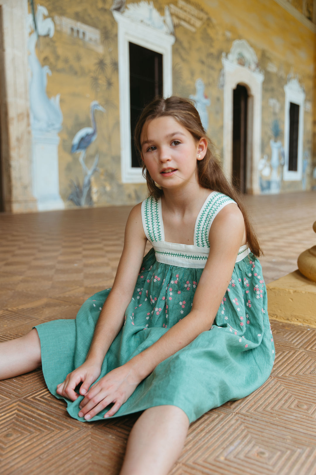 Sienna Dress in Linen Peridot Green 2Y Sienna Dress in Linen Peridot Green 2Y