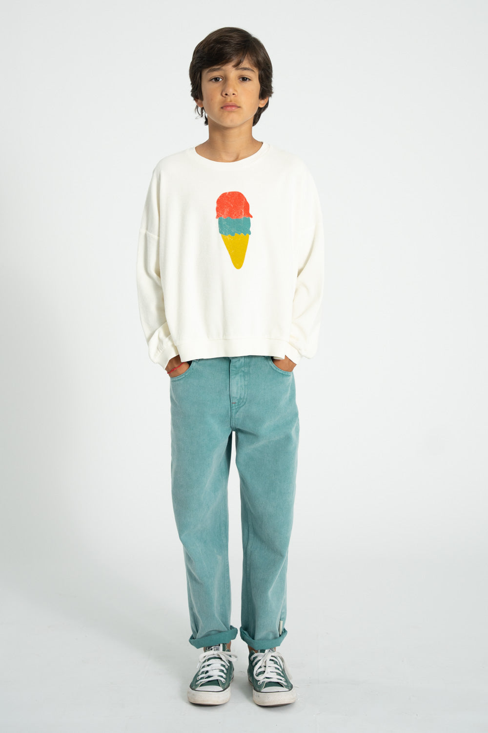 SS26.JRS2618-SWEATSHIRT-ECRU W/ ICE CREAM PRINT