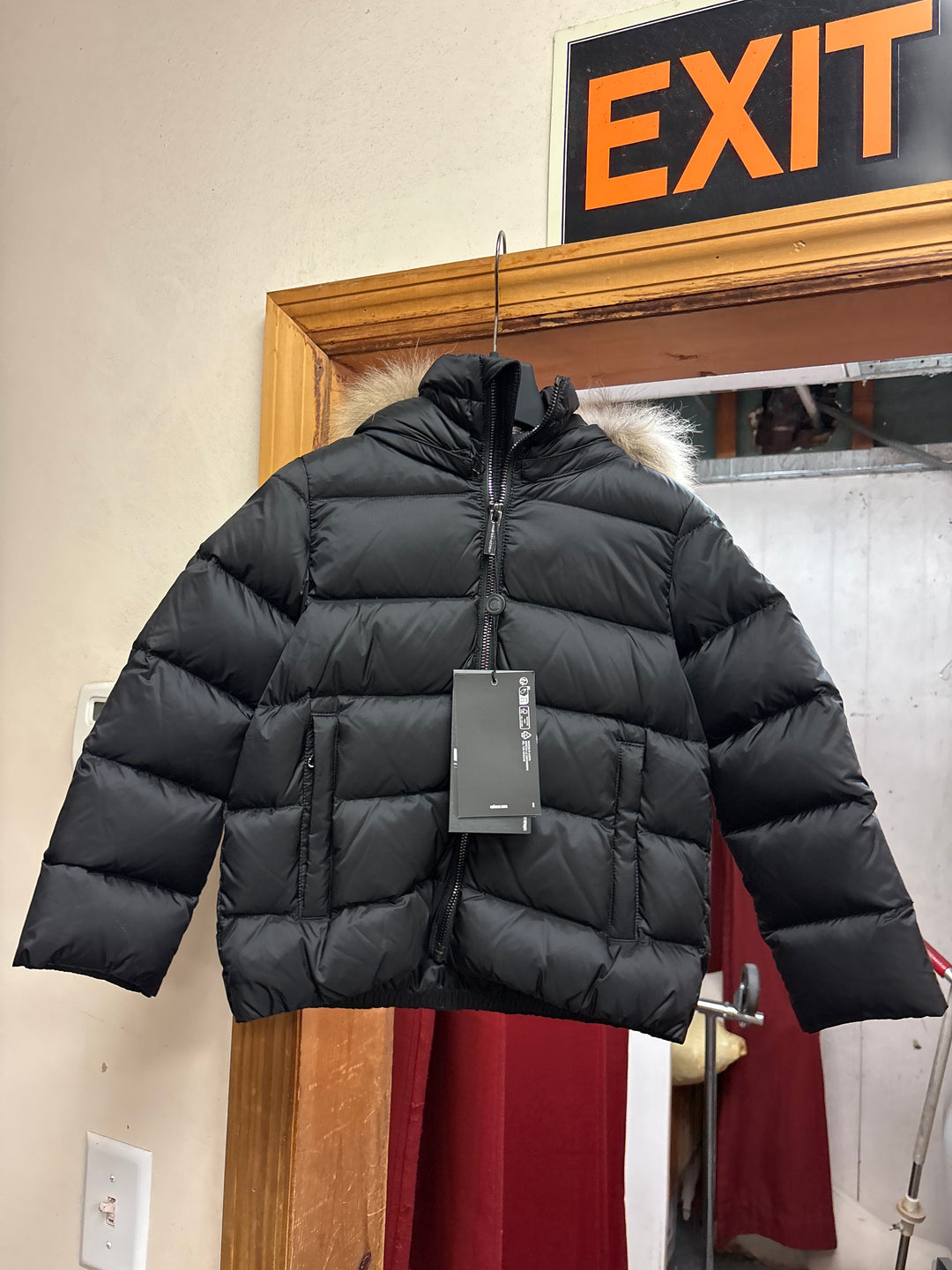 34000052D/2YO HOODED GIRL JACKET WITH DETACHABLE REAL FUR EDGE - BLACK