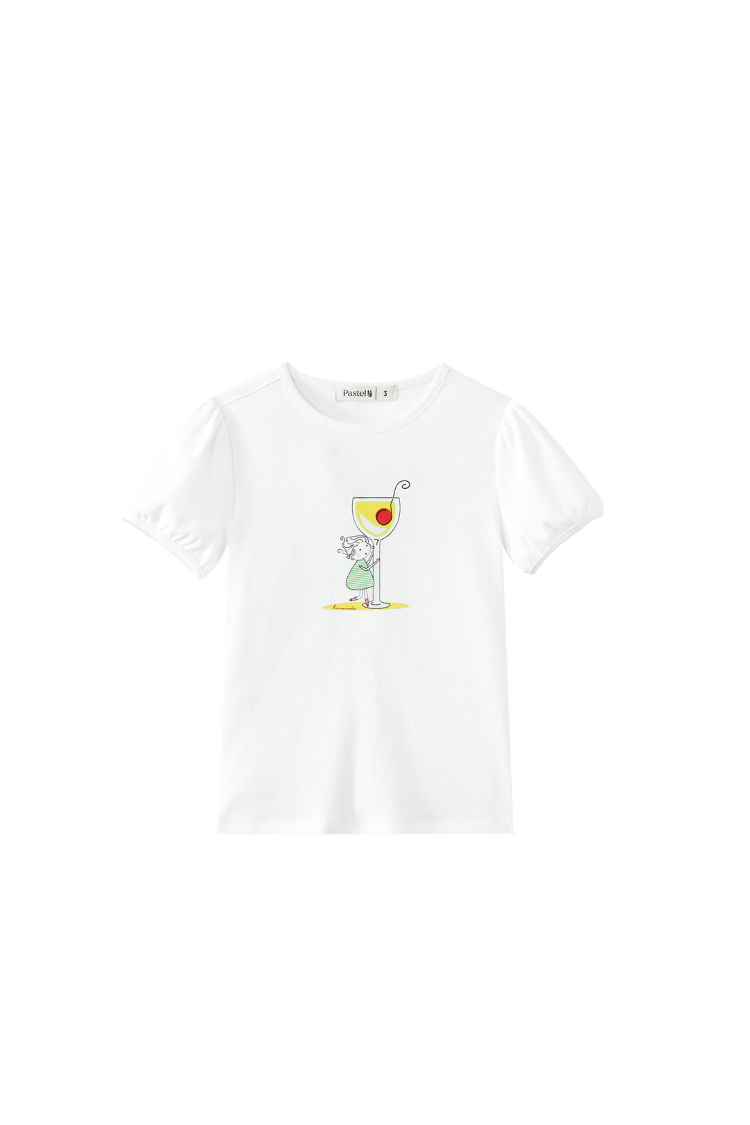 LITTLE GIRL SHORT SLEEVE LEMONADE TEE-WHITE
