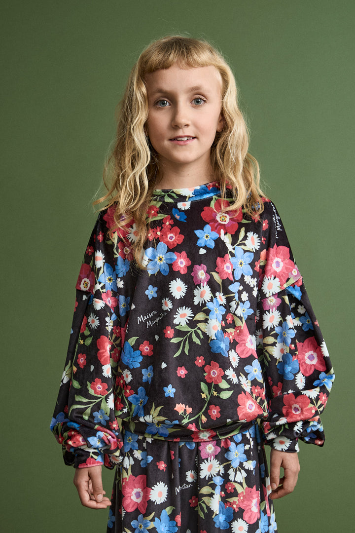 26200318 FLORECITAS VELVET SWEATSHIRT BLACK