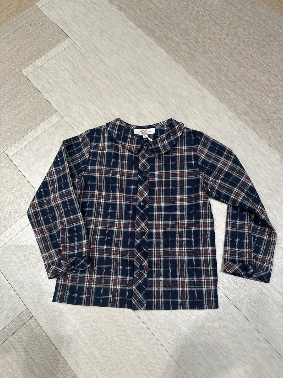 37353 NOA BOY SHIRT - NAVY BLUE AND RED BURGUNDY TARTAN