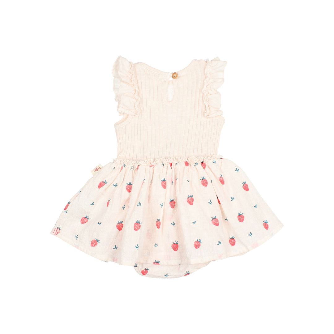 5647 STRAWBERRY COMBI DRESS-CREAM PINK