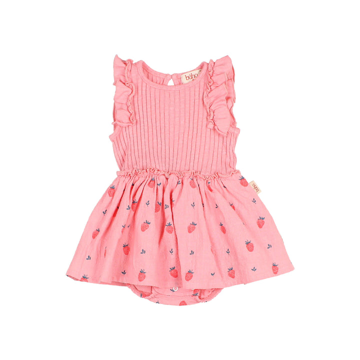 5647 STRAWBERRY COMBI DRESS-SUGAR PINK
