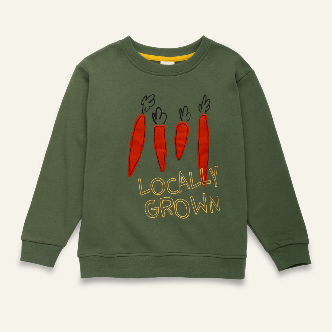 F26-K3101 LOCALLY GROWN SWEATSHIRT - GREEN PASTURES / CARROT