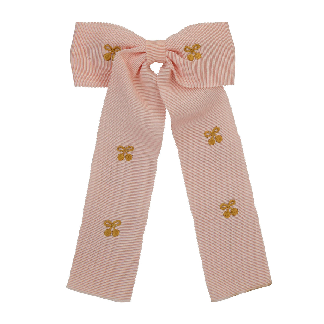 25S-Gold Cherry embroidered thick bow-Pink