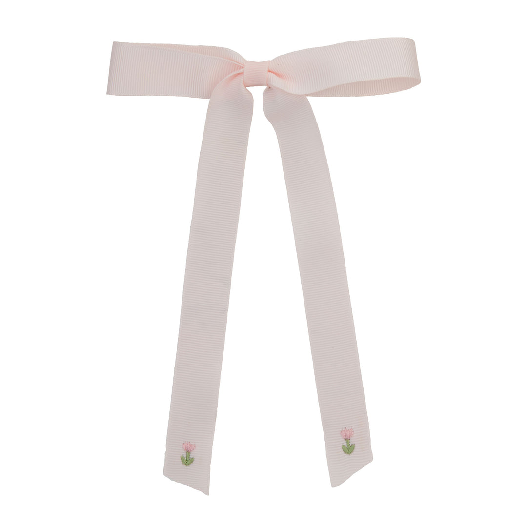 25S-Tulip embroidered long bow-Pink