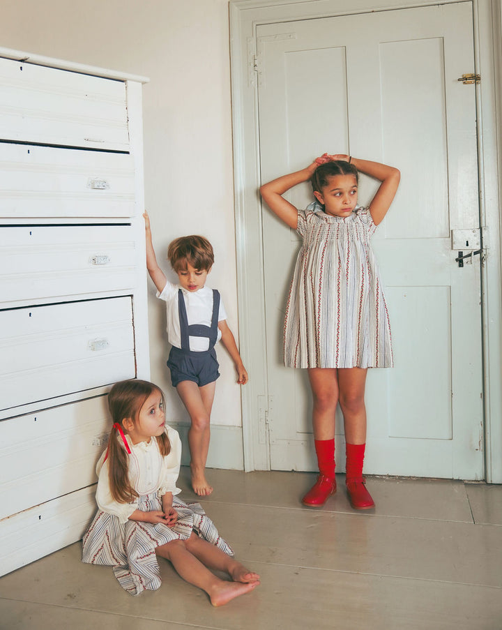 C-25400-Smock Chest Floral Print Dress Floral