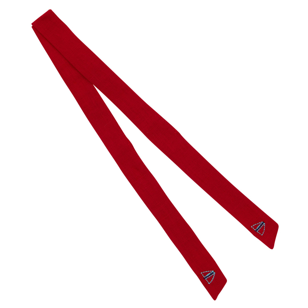 25S-Sailboat embroidered ribbon-Red