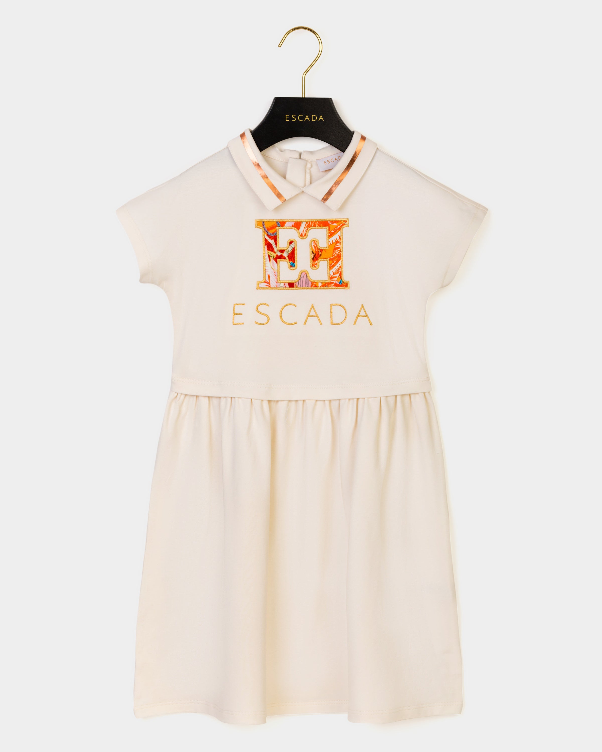 ESCADA SIZE 42 (US 10) 100% SILK LINED NAVY AND CREAM KNEE