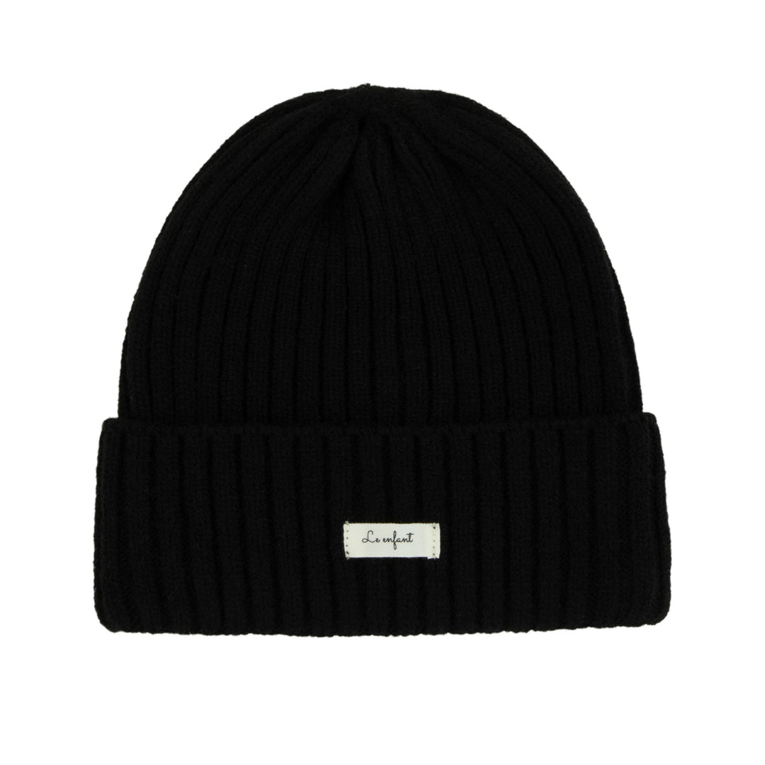 Le Enfant Classic Ribbed Beanie - Black
