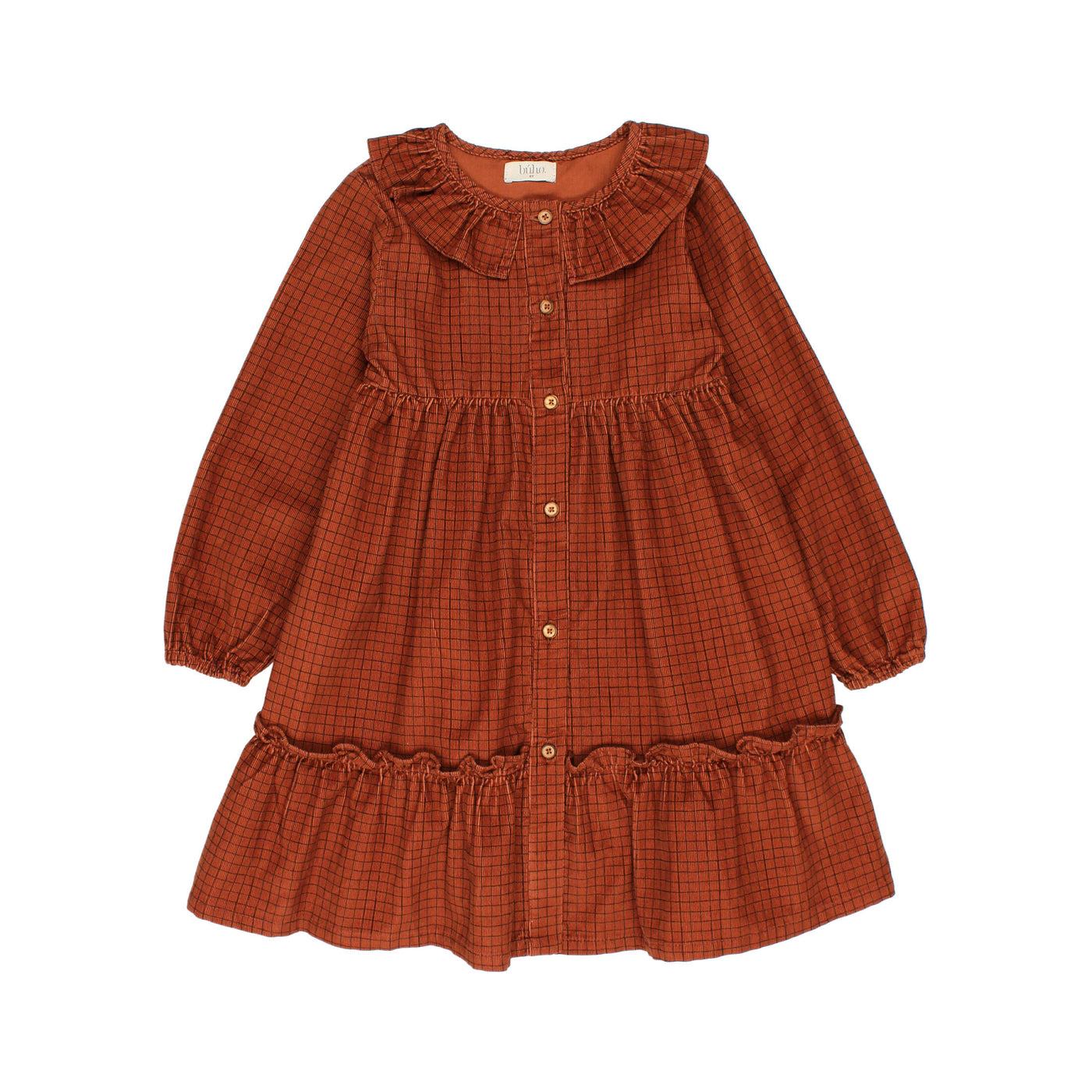7420-MINI CHECK DRESS-Brick