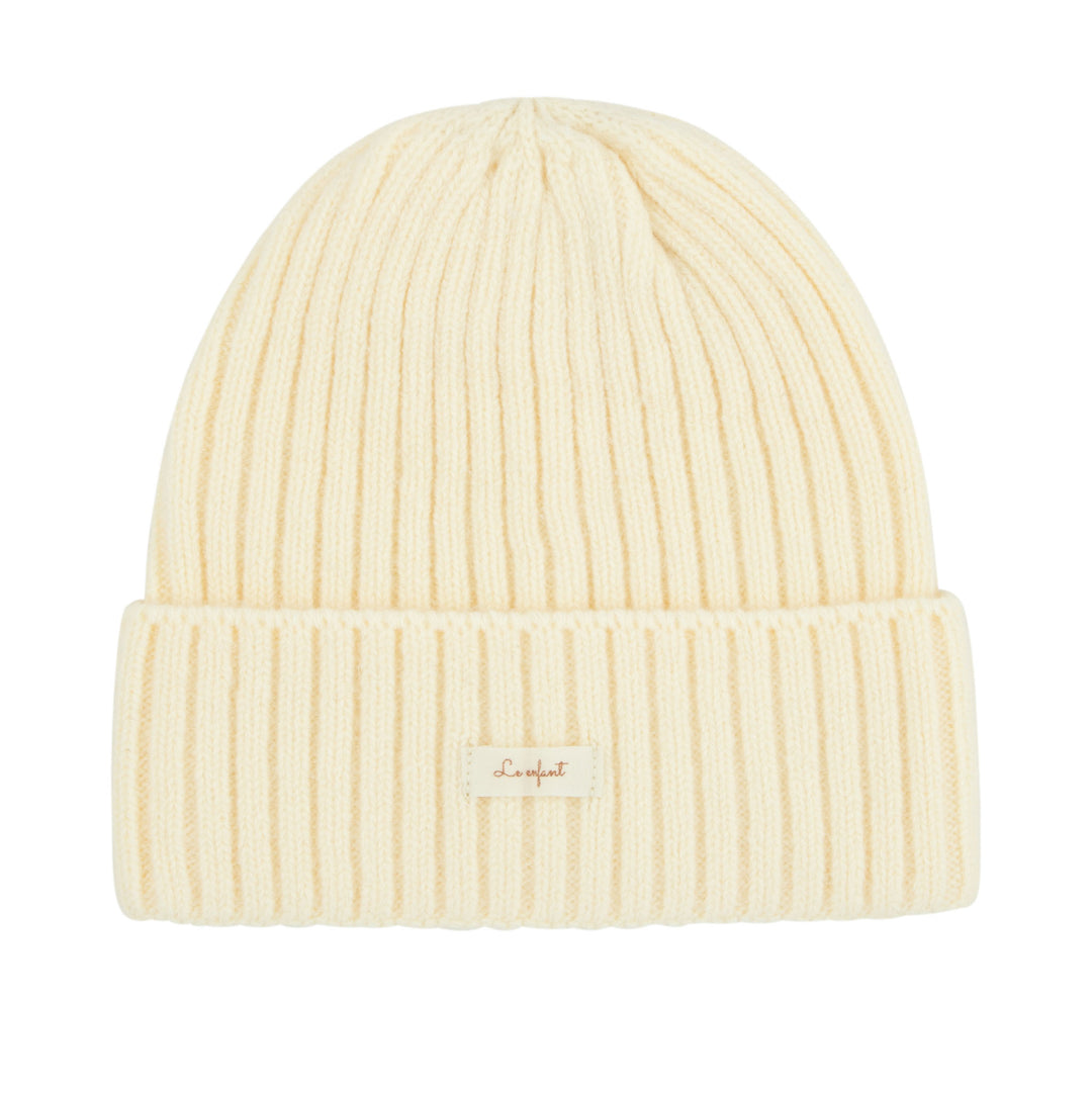 Le Enfant Classic Ribbed Beanie - Cream