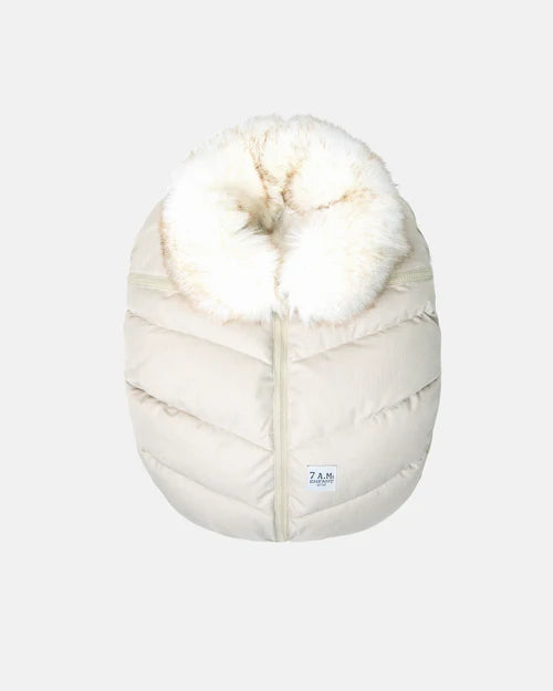 Car Seat Cover Cocoon-White Fur/Beige Heather
