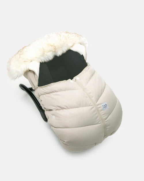Car Seat Cover Cocoon-White Fur/Beige Heather