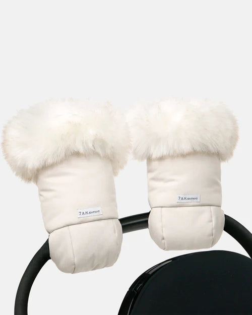 Warmmuffs-White Fur/Beige Heather