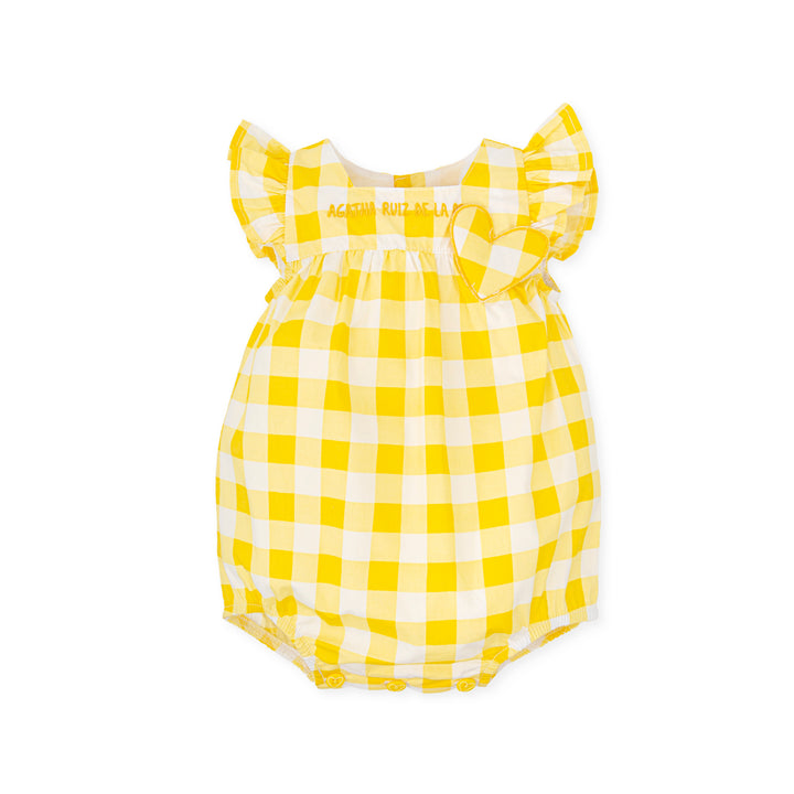 8021S24 ROMPER-Checked Yellow