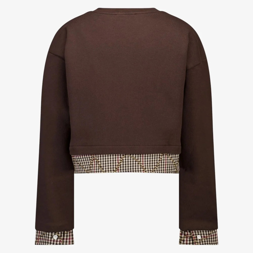 F6MSJGSW070 COFFEE BOXY SWEATSHIRT GIRL