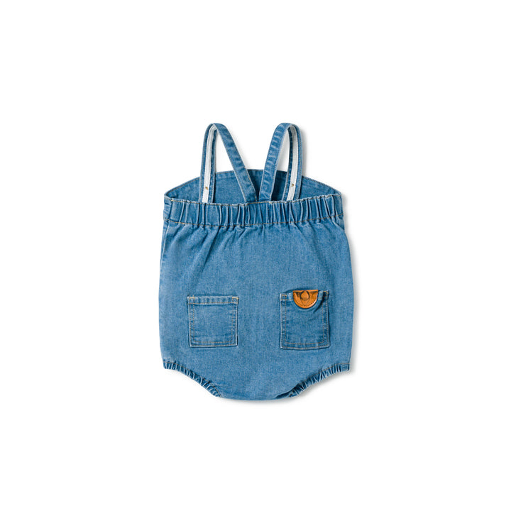 SS808 - Smckd Romper Stonewash Denim