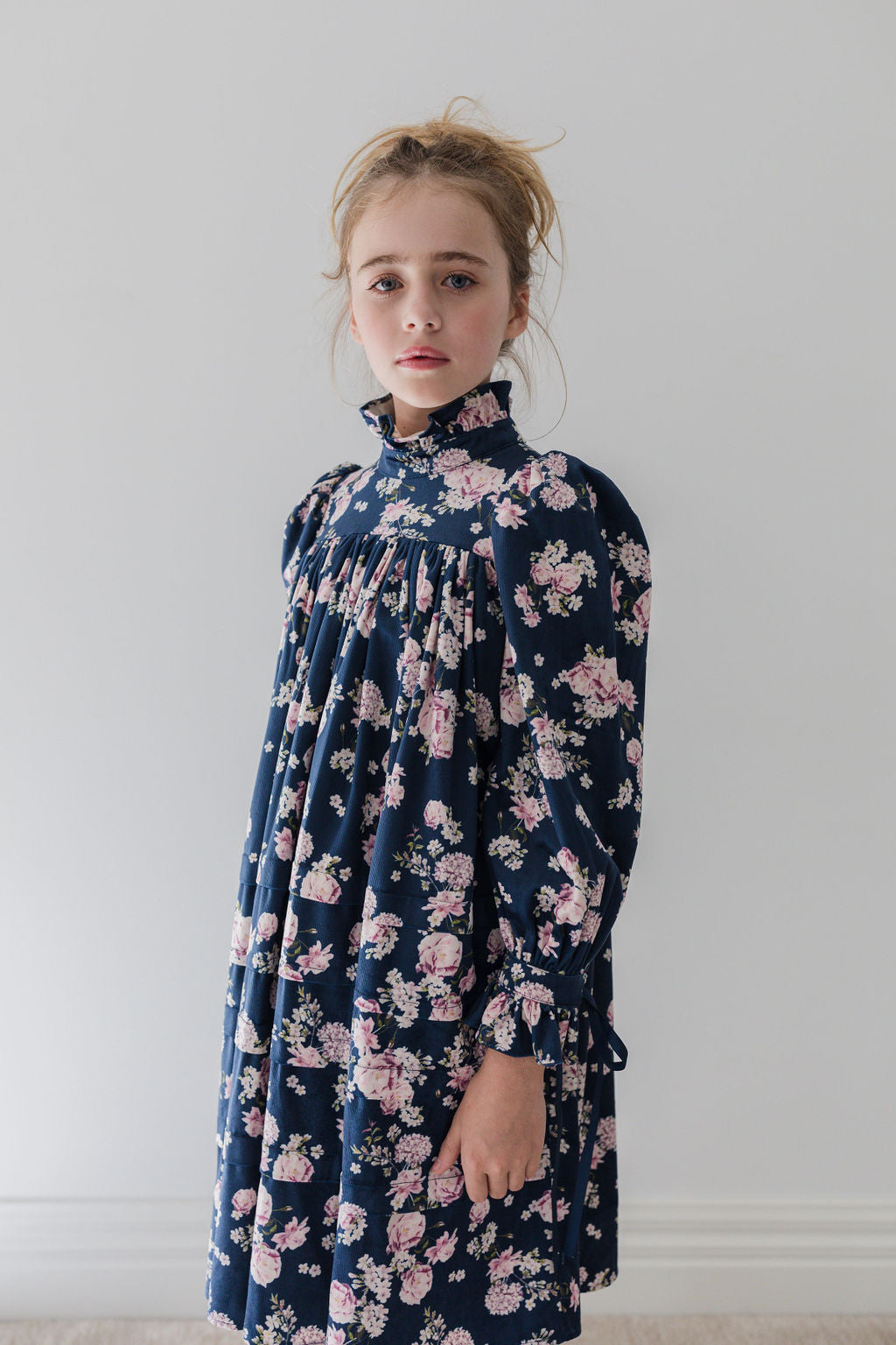 8187D-Lilac Floral Printed Cord Dress-Lilac Floral print