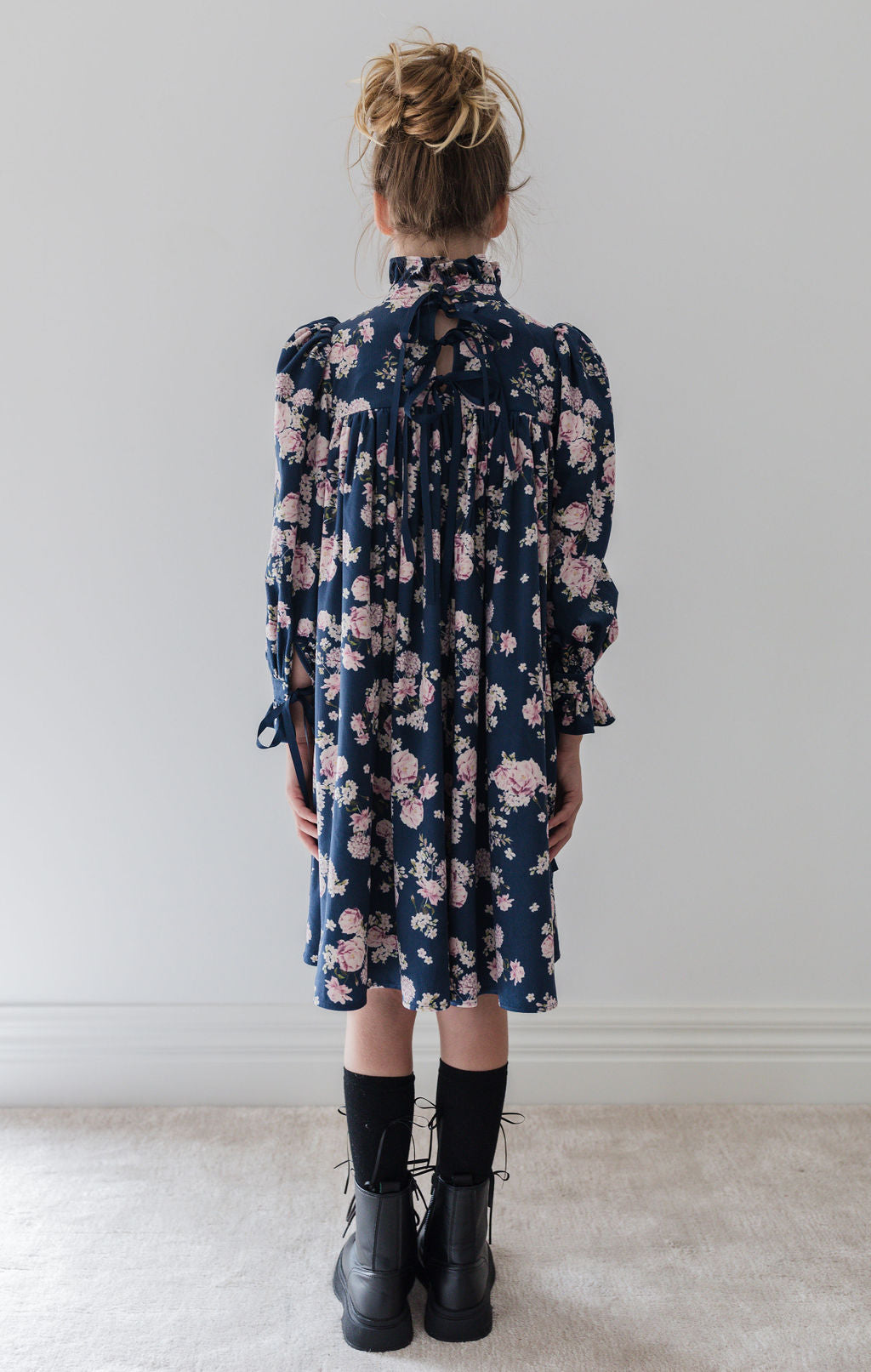 8187D-Lilac Floral Printed Cord Dress-Lilac Floral print