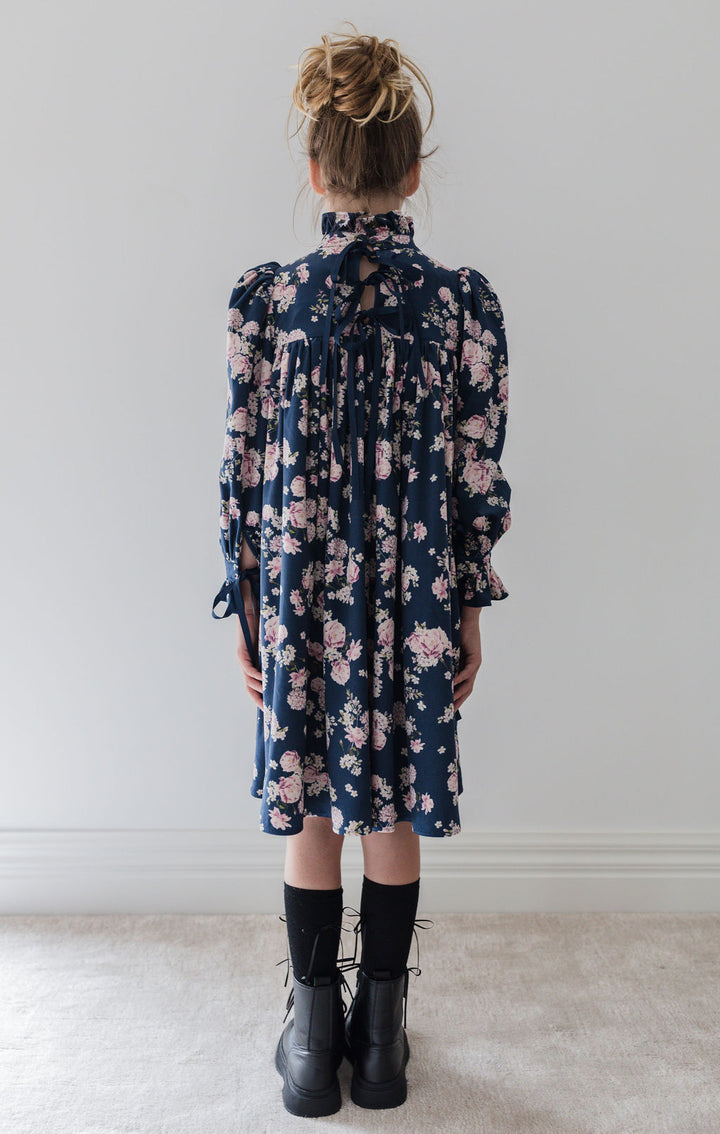 8187D-Lilac Floral Printed Cord Dress-Lilac Floral print