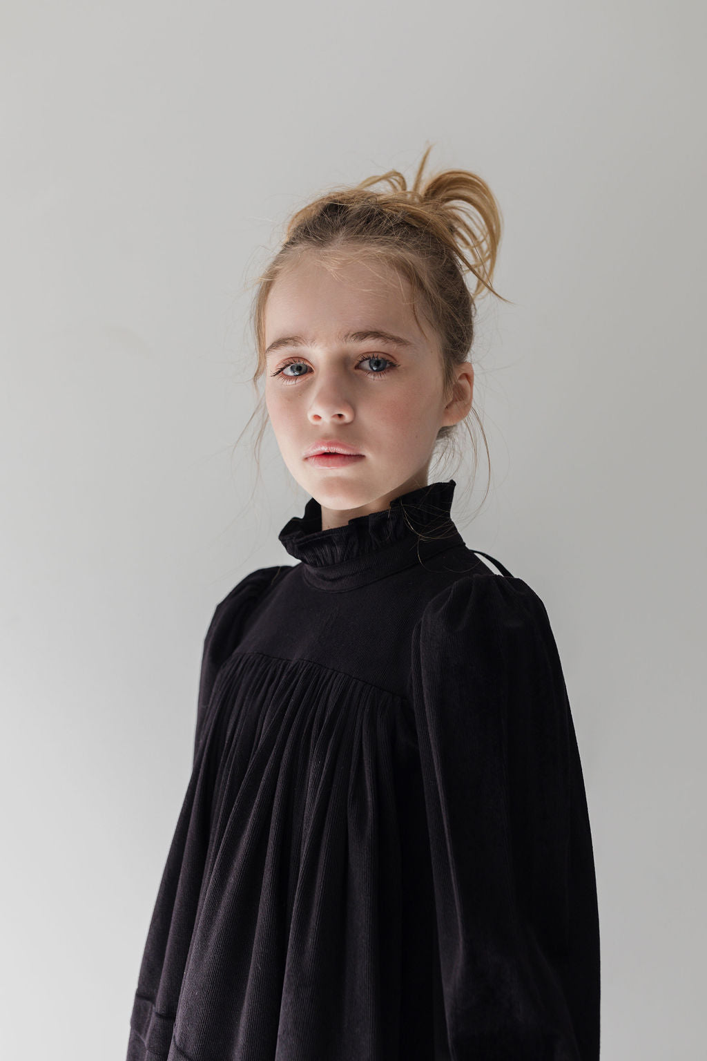 8189D-Cord Pleat Dress-Black