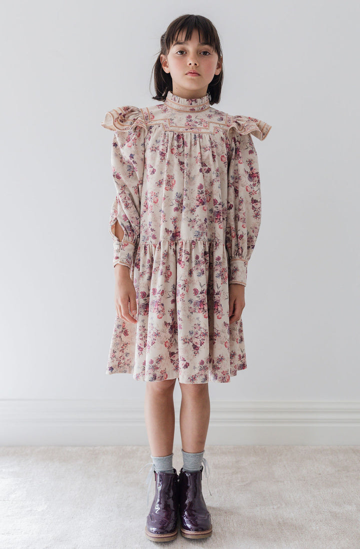 8195D-Antique Floral Printed Cord Dress-Antique Floral Print